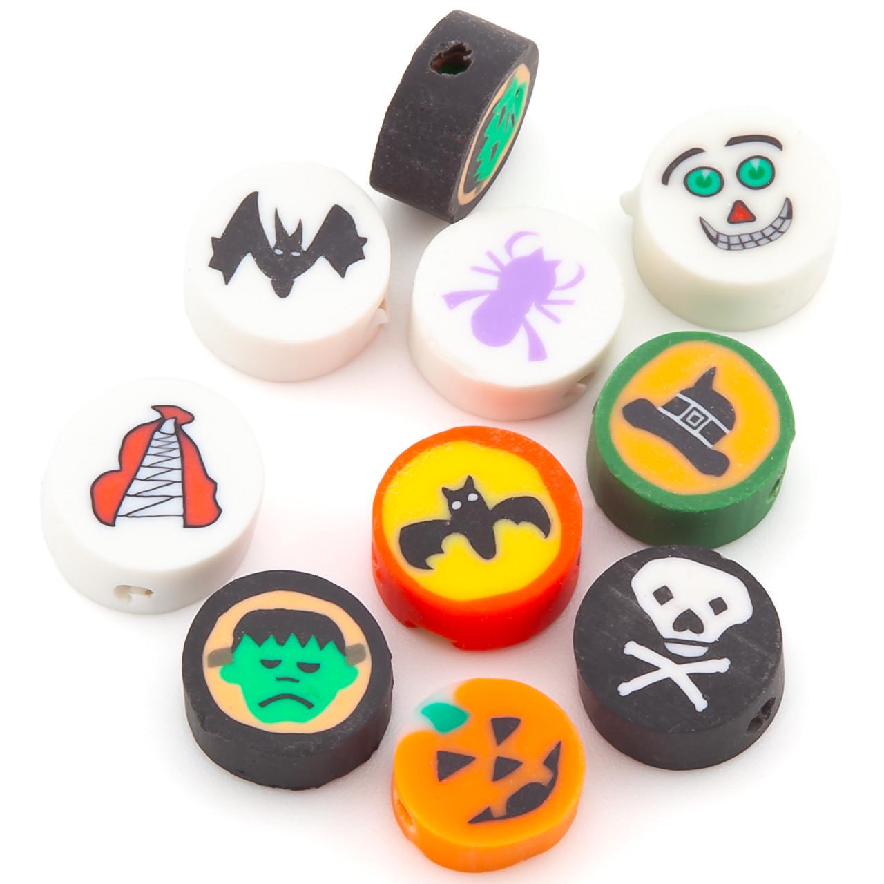 Бусины из полимерной глины Halloween 10х4.5 мм 10 шт. Разноцветный (ПГ1005т50)