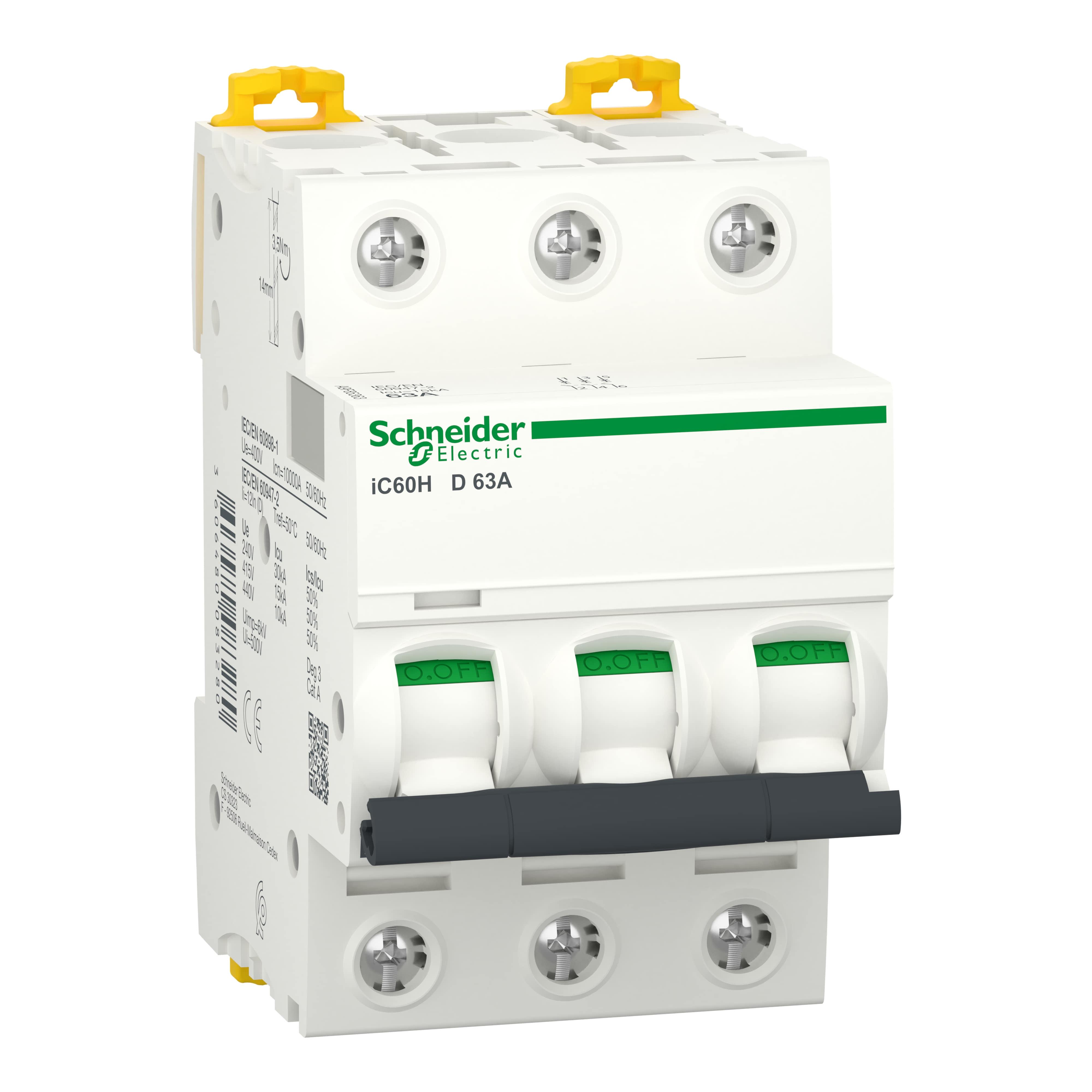 Автоматический выключатель Schneider Electric iC60H D 3P 63A (A9F85363) Автоматический выключатель Schneider Electric iC60H D 3P 63A (A9F85363)