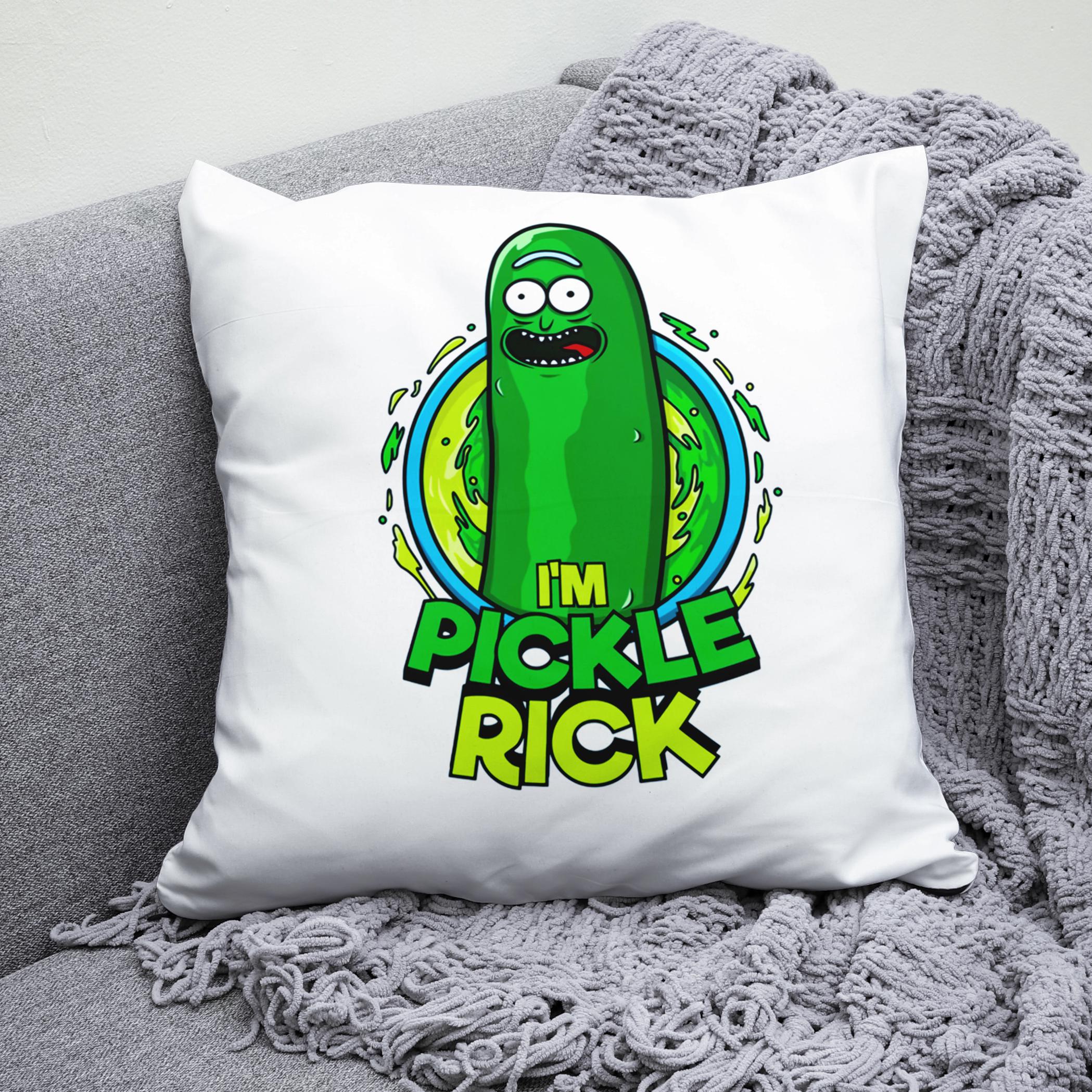 Плюшевая подушка квадрат с принтом Огурчик Rick and Morty