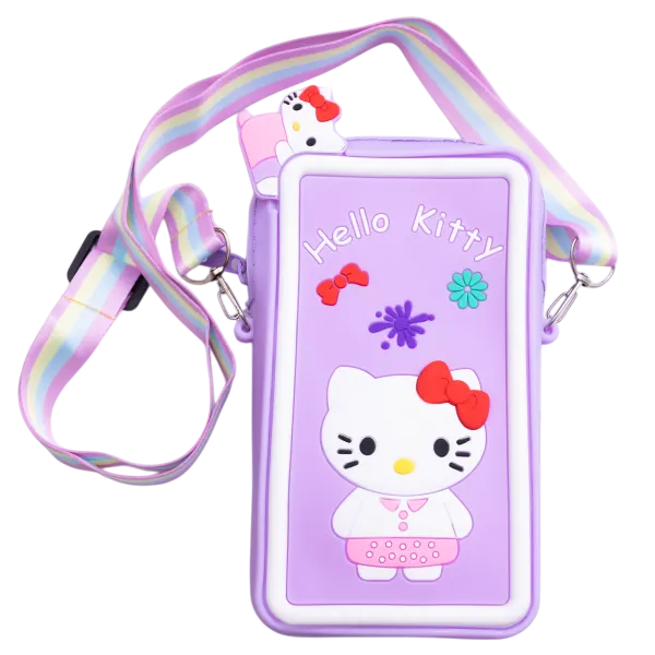 Сумочка-футляр для телефона Hello Kitty силиконовая на молнии 17х9х2 см Фиолетовый (HP-55-21V)