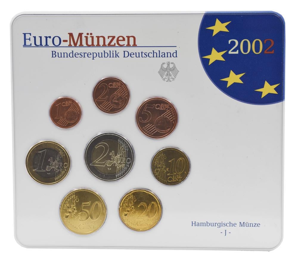 Набор коллекционных монет Германия 2002 UNC J 1/2/5/10/20/50 евроцентов/1/2 евро в сувенирной упаковке 8 шт. (27646417) Набор коллекционных монет Германия 2002 UNC J 1/2/5/10/20/50 евроцентов/1/2 евро в сувенирной упаковке 8 шт. (27646417)