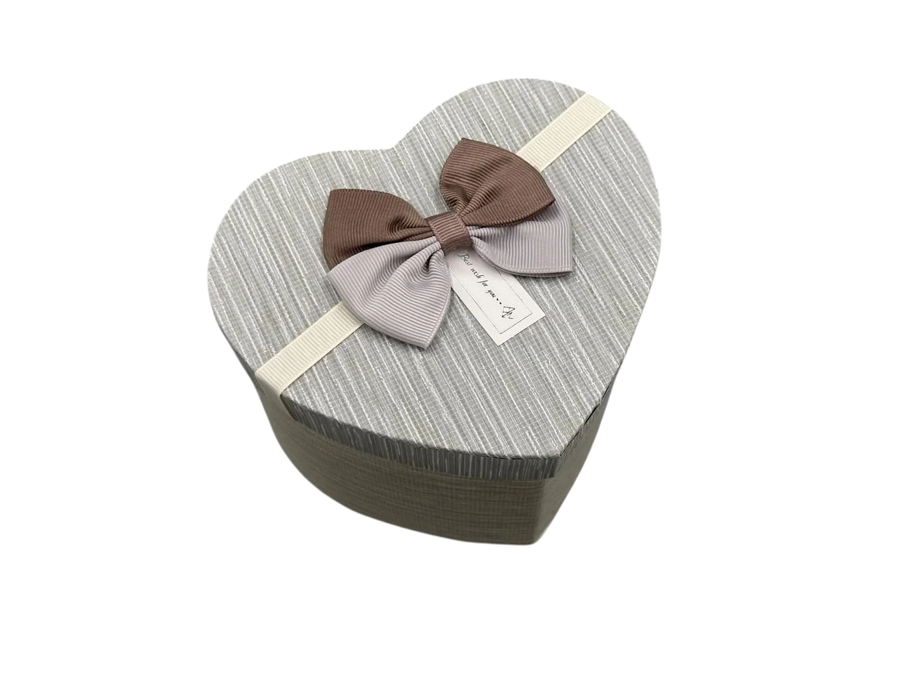Коробка подарочная с бантиком и ручками в форме сердца 15х12х12 см Серый (KR-008-15)