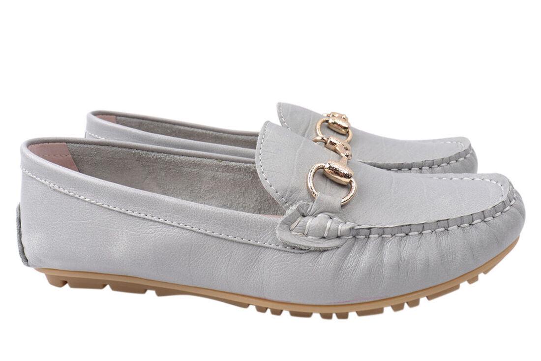 Туфли женские Arees из кожи на низком ходу р. 36 Серый (83-21DTM)