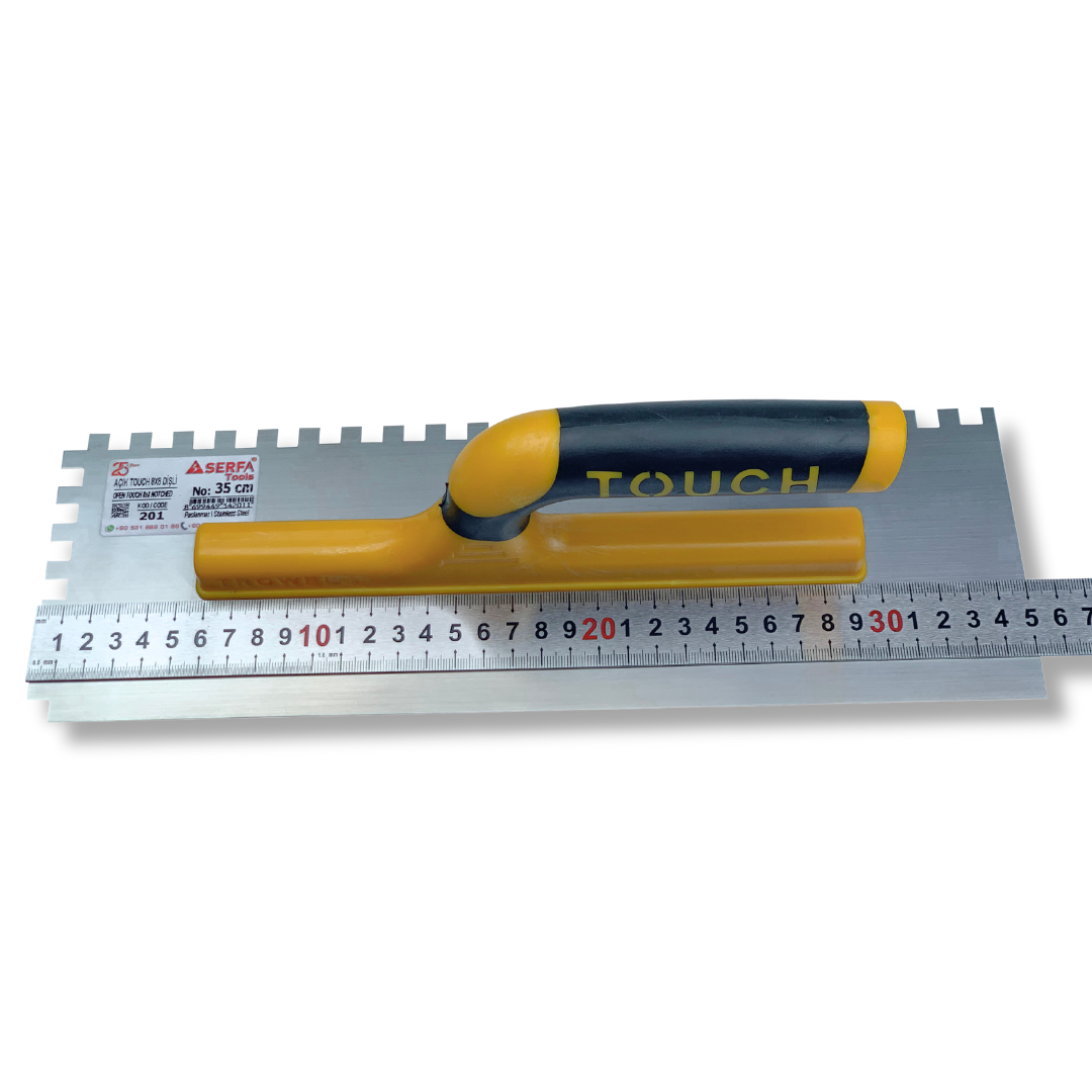 Гладилка зубчатая штукатурная Notched Trowel Open Handle 35 см зуб 8 мм Желтый (201) - фото 3