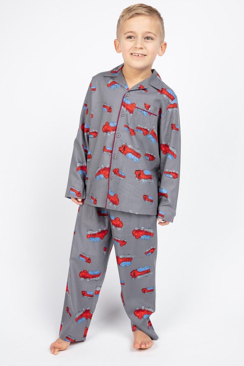 Пижама для мальчика CYBERJAMMIES Frankie 6617 4-5 лет 110 см с принтом пожарной машины Серый (5051877370036)