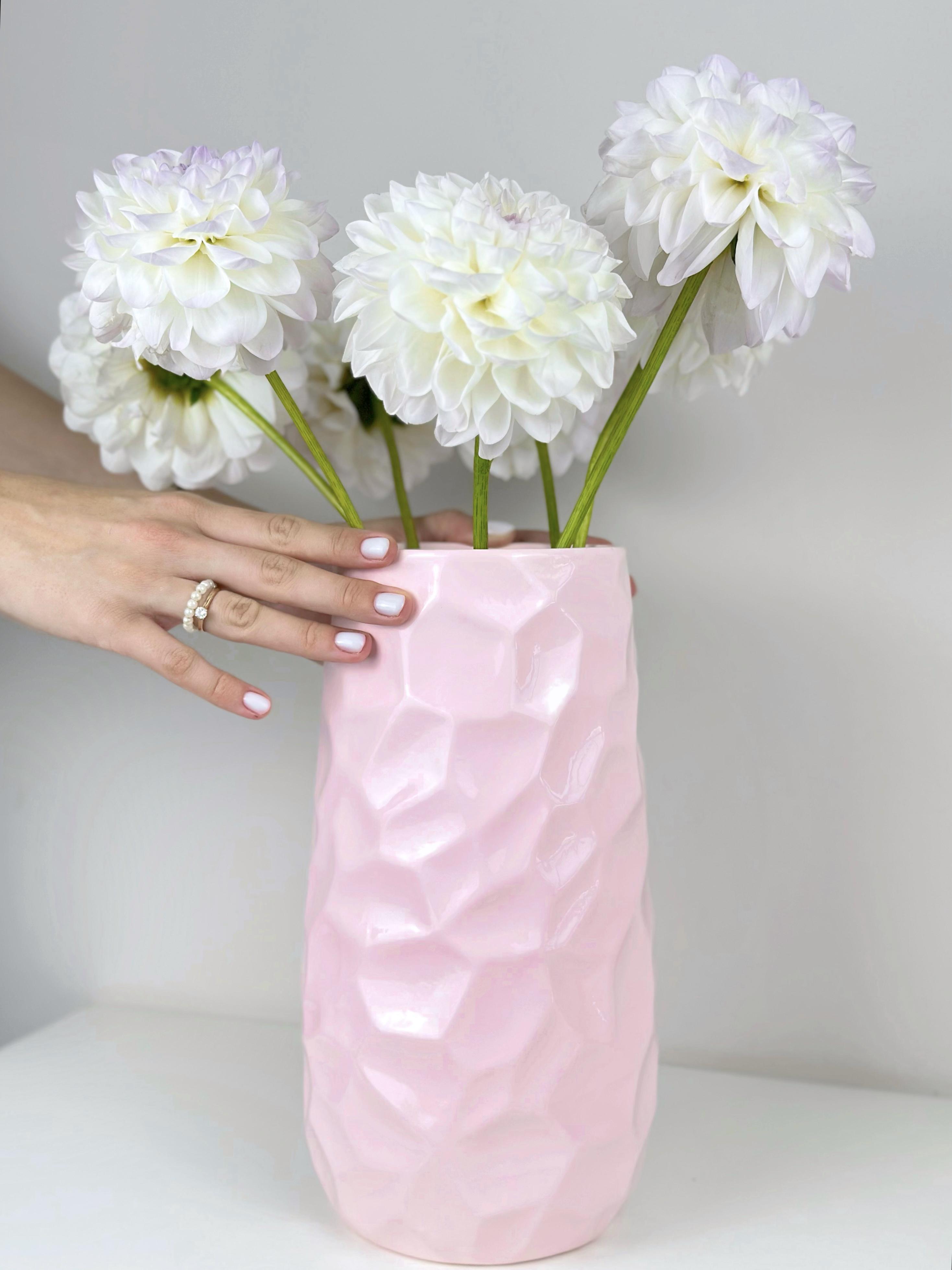 Ваза для цветов и декора глиняная керамическая Бриллиант 29 см Розовый (4001-19) - фото 2