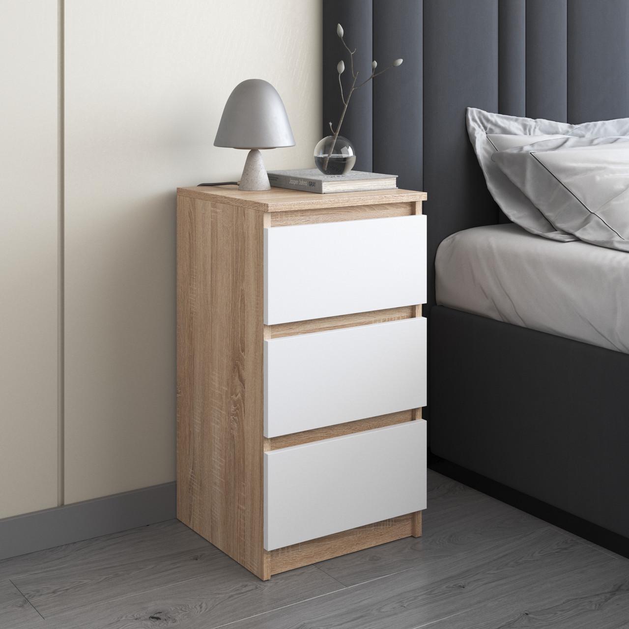 Тумба приліжкова Вайс R-30 400х400х760 мм Дуб сонома/Білий фасад (30642546) - фото 1 Тумба приліжкова Вайс R-30 400х400х760 мм Дуб сонома/Білий фасад (30642546) - фото 1