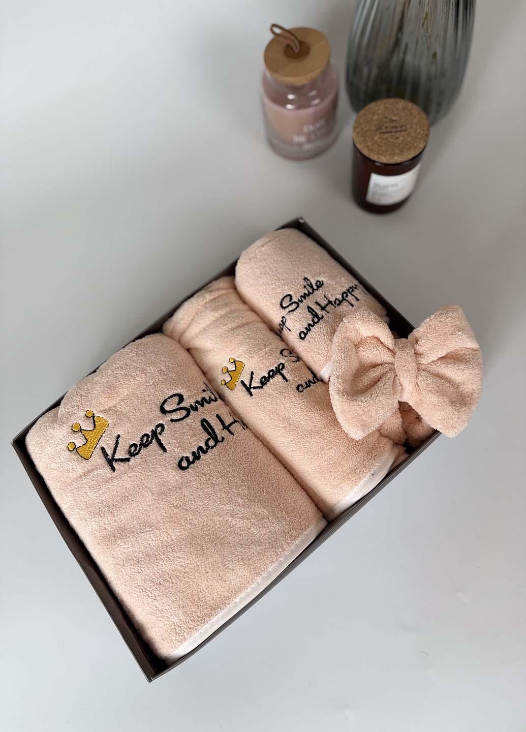 Подарочный набор полотенец из микрофибры Персиковый (53-3) - фото 1