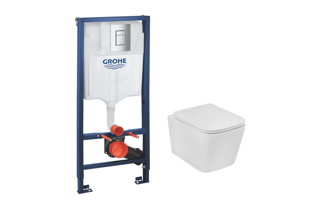 Инсталяция Grohe Rapid SL 38772001 унитаз безободочный Kroner Eifel WHI483429 TORNADO с сиденьем Slim Duroplast/Soft-close (483429WHIT)