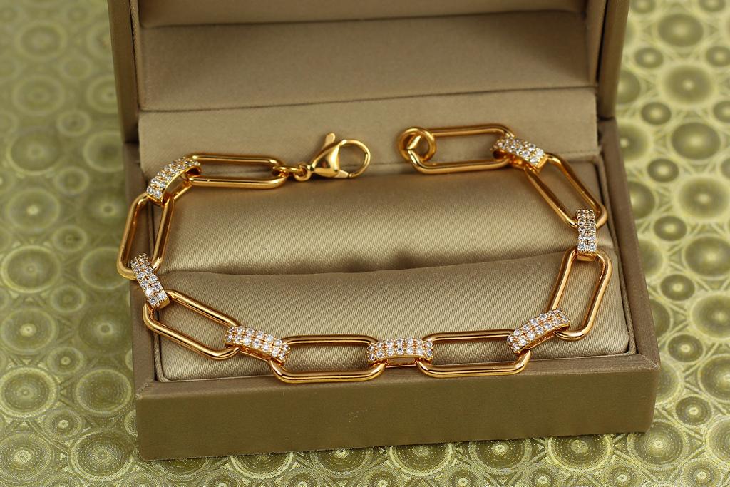 Браслет Xuping Jewelry Периметр с овальными звеньями 17 см 7 мм Золотистый (29841145)