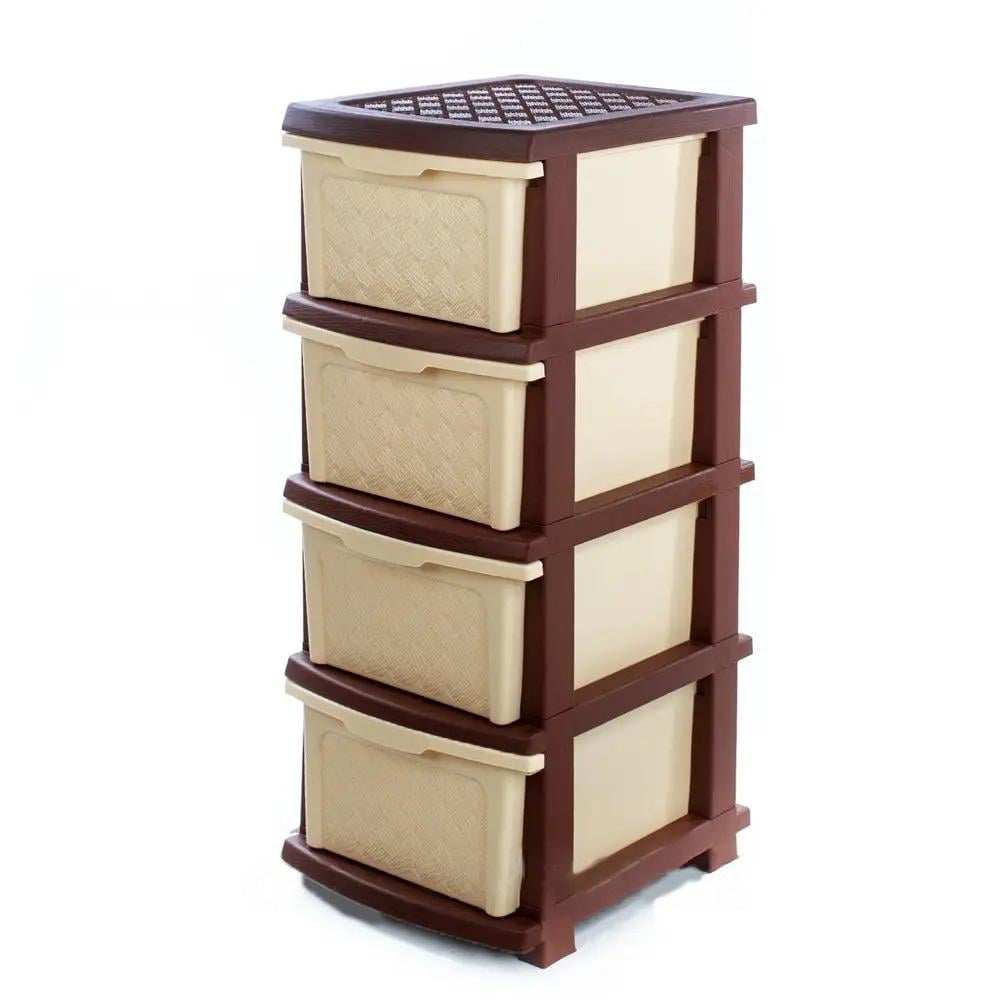 Комод R-Plastic Компакт плюс 4 яруса 34x40x86 см Бежево-коричневый Комод R-Plastic Компакт плюс 4 яруса 34x40x86 см Бежево-коричневый