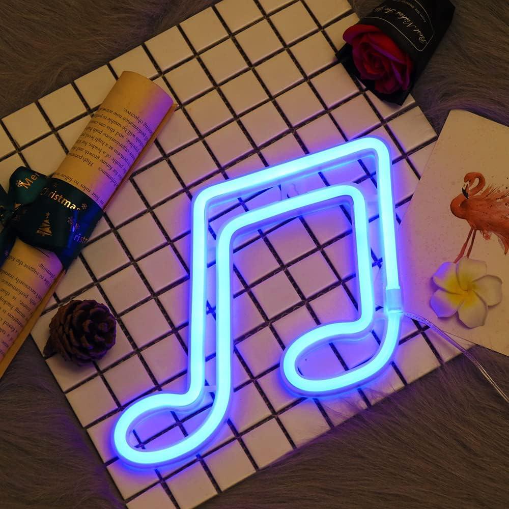 Неоновий світильник настінний декоративний Нота на батарейках/USB 16,3х24 см Синій (2694129682)