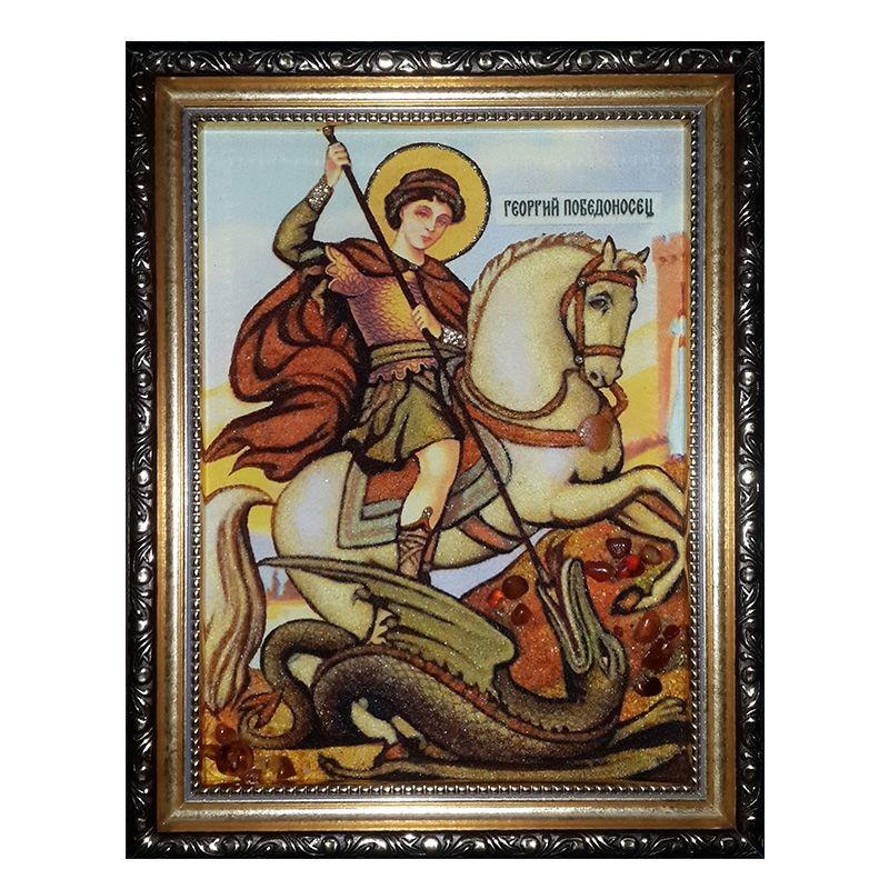 Икона Святой Георгий янтарная 30х40 см (М0077-30х40)