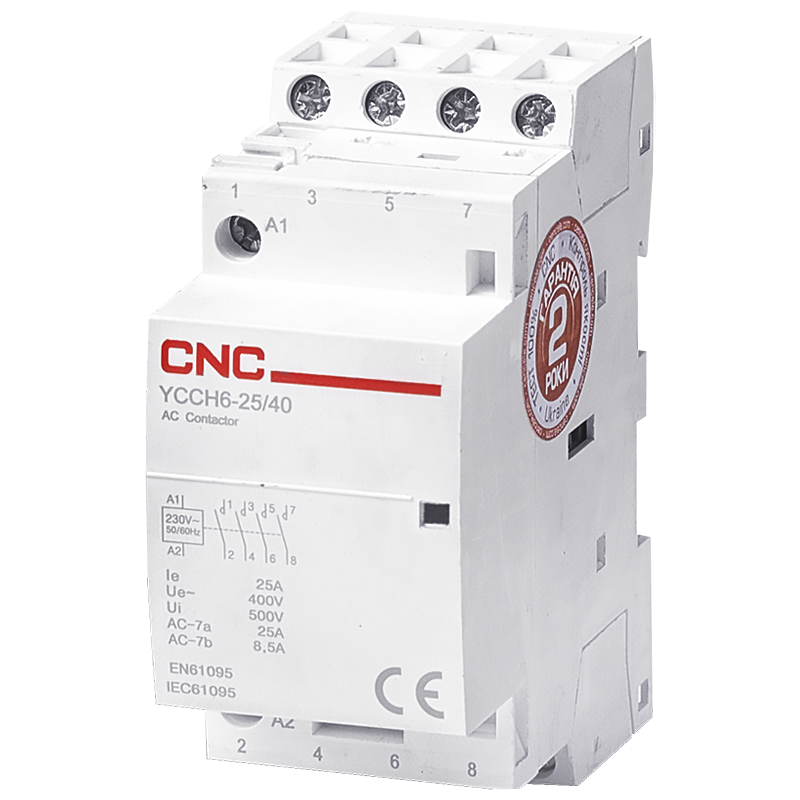 Контактор модульный CNC YCCH6 4P 25A 2NO+2NC 220V (Б00043063)