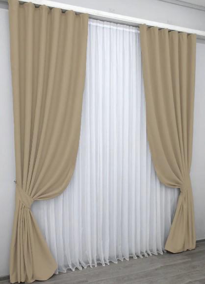Комплект штор в гостиную/спальню Midnight блекаут 1,5х2,9 м 2 шт. Бежевый (1232ш) - фото 2 Комплект штор в гостиную/спальню Midnight блекаут 1,5х2,9 м 2 шт. Бежевый (1232ш) - фото 2