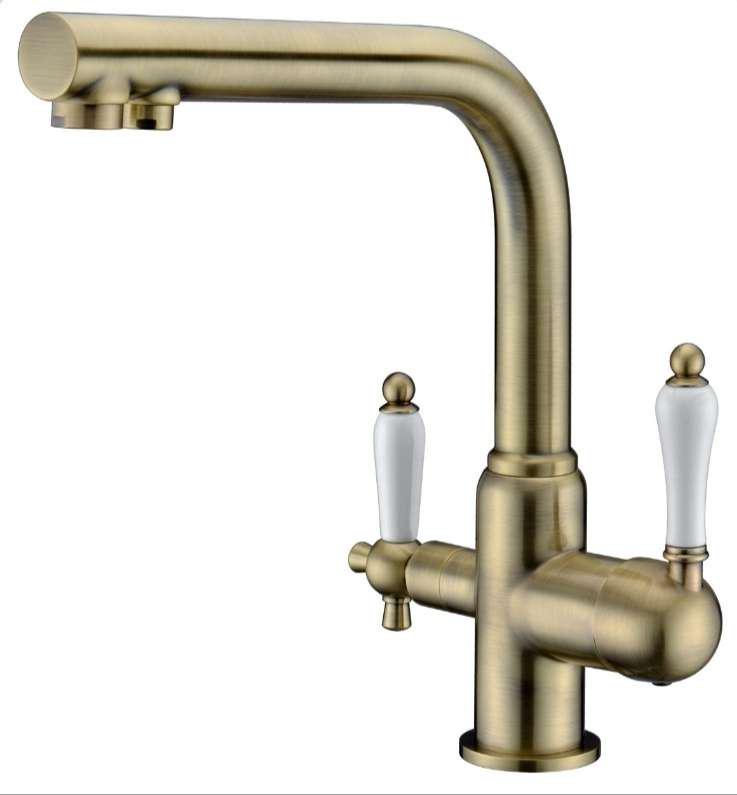 Смеситель для кухни Epelli Retro Bronze Duos с подключением отфильтрованной воды Бронзовый (33480530)