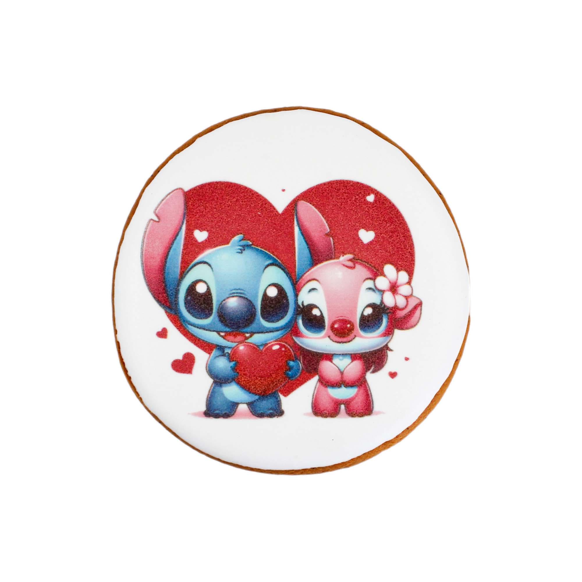 Пряник с принтом Крафт Пряник День святого Валентина "Лило и Стич с сердечком" 45г