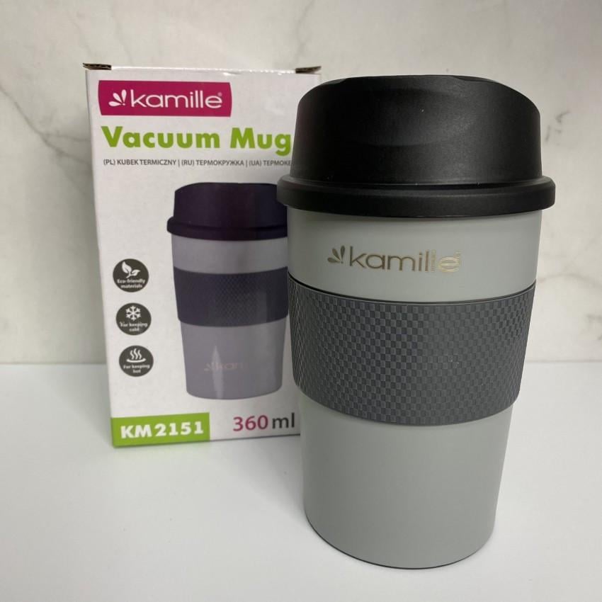 Термочашка Kamile KM-2151 з TPR вставкою із нержавіючої сталі 360 мл Сірий (2028684417) - фото 1 Термочашка Kamile KM-2151 з TPR вставкою із нержавіючої сталі 360 мл Сірий (2028684417) - фото 1