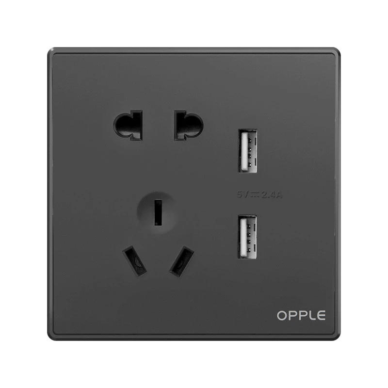 Розетка универсальная двойная с USB OPPLE K05 Black (K058502-H4) - фото 2