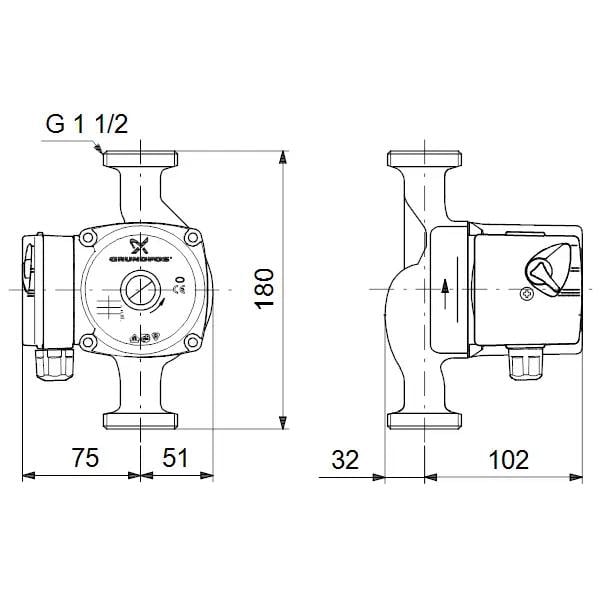 Циркуляционный насос GRUNDFOS 25/60/180 + шнур (00-00006016) - фото 4