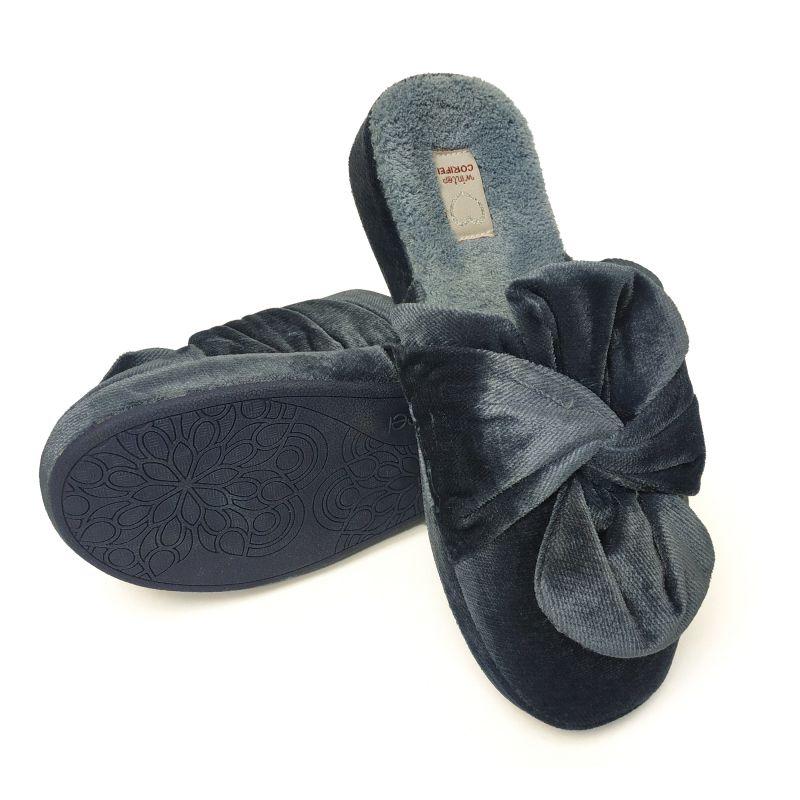 Тапочки домашние женские Корифей закрытые 31453 p. 39 24,5-25 см Синий