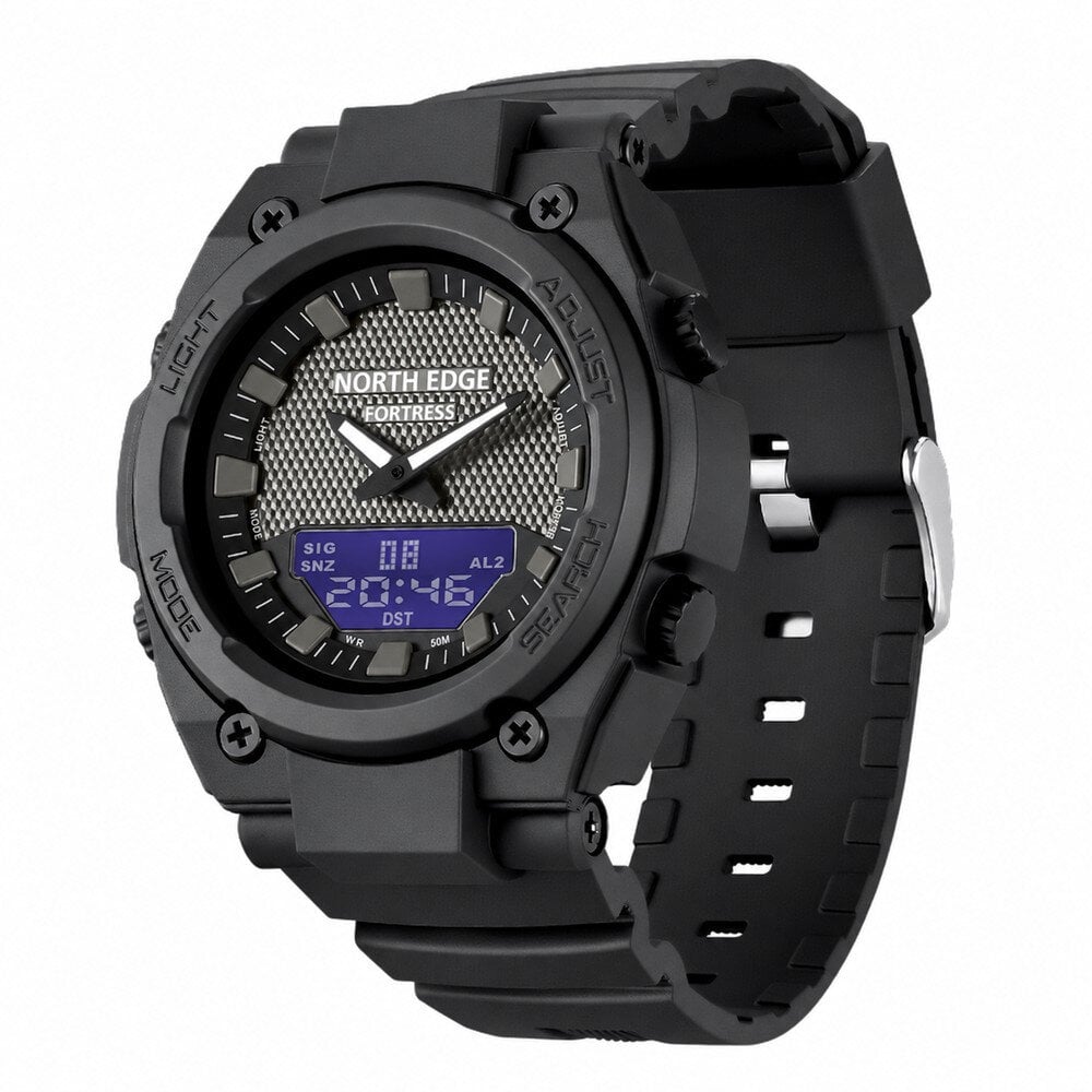 Наручные часы мужские North Edge FORTRESS с подсветкой/секундомиром и водозащитой 5 ATM Black (150134767)