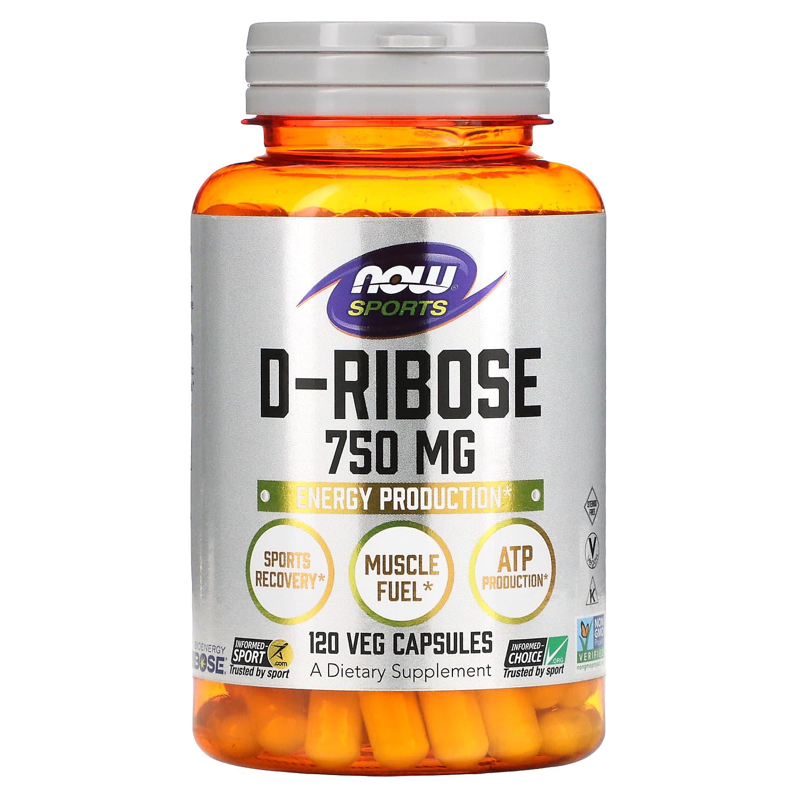 Добавка Now Foods D-Ribose 750 мг 120 кап. (1189)