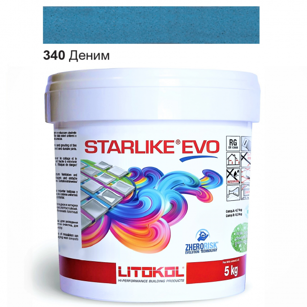 Затирка для плитки эпоксидная Litokol Starlike EVO 5 кг 340 Деним (STEVOBDN0005)