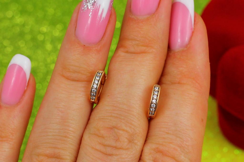 Серьги Xuping Jewelry Колечки с камнями 1 см Золотистый (1201439210)