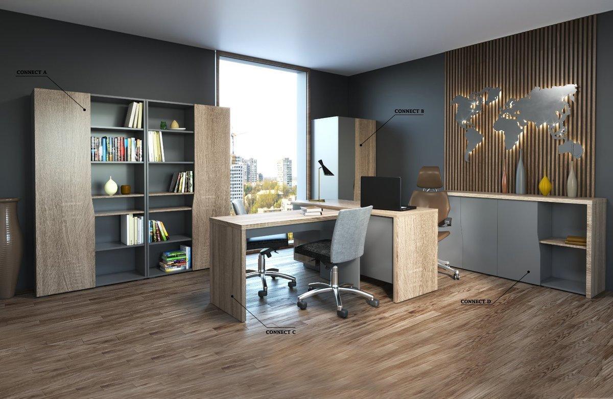 Стіл письмовий офісний Intarsio Connect Дуб сонома трюфель/Антрацит (CONNECT_C) - фото 5 Стіл письмовий офісний Intarsio Connect Дуб сонома трюфель/Антрацит (CONNECT_C) - фото 5
