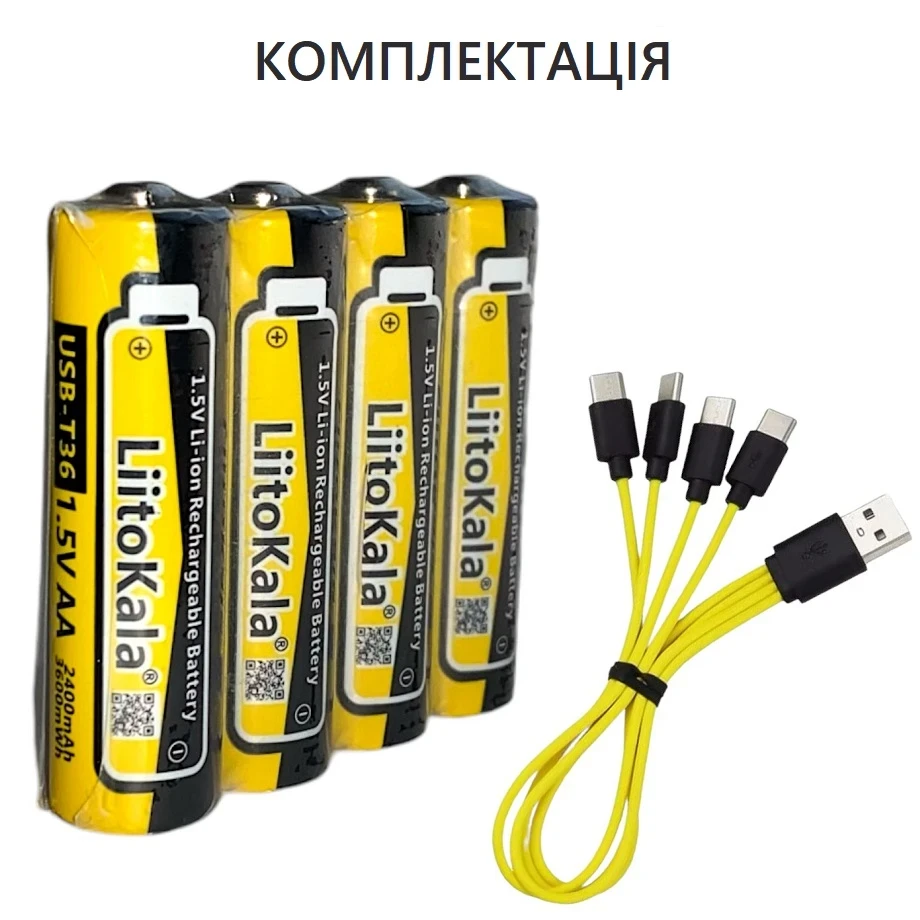 Батарейки акумуляторні LiitoKala T36 AA з роз'ємом USB Type-C 1,5V 3600 mWh 4 шт. - фото 2