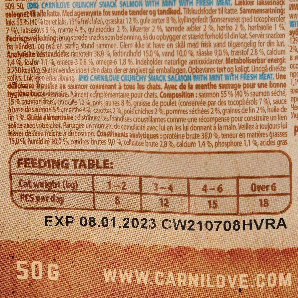 Лакомство для кошек Carnilove Cat Semi Moist Snack с лососем и мятой 50 г (1886611218) - фото 3 Лакомство для кошек Carnilove Cat Semi Moist Snack с лососем и мятой 50 г (1886611218) - фото 3