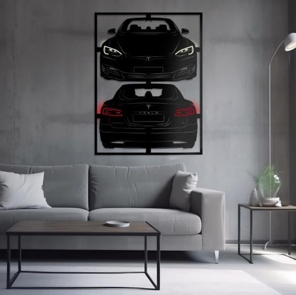 Декор настінний у стилі мінімалзм дерев'яний Decart Tesla S без підсвічування на кухню вітальню та спальню 120х90 см