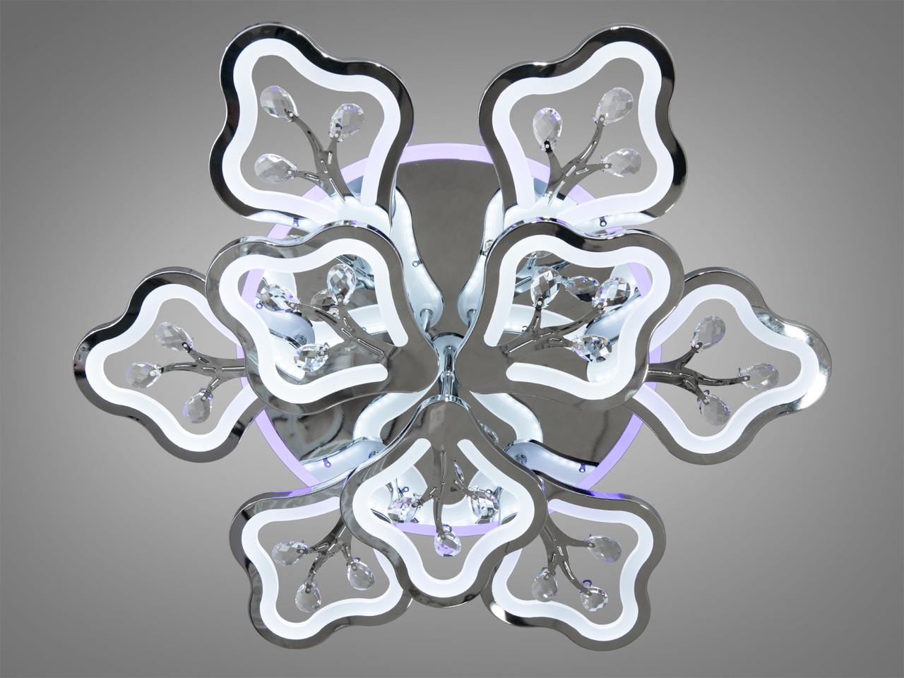 Люстра светодиодная 8149-6+3HR-LS в гостиную с LED подсветкой 150W на 21 м2 Хром (2196692666)