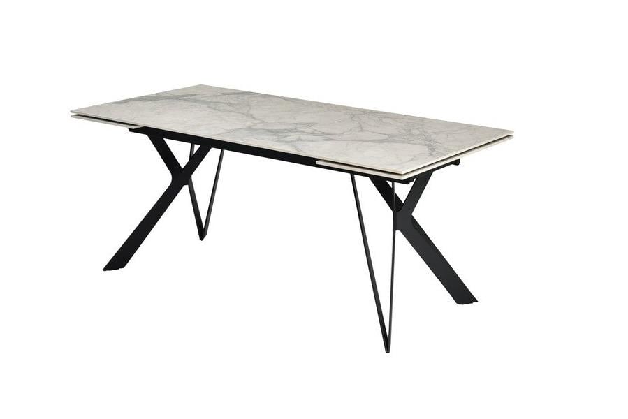 Стол обеденный раскладной Vetro Mebel Тео TML-895 90х180х80 см Бьянко каррара/Черный (TML-895-teo-bianko-kararra/black)