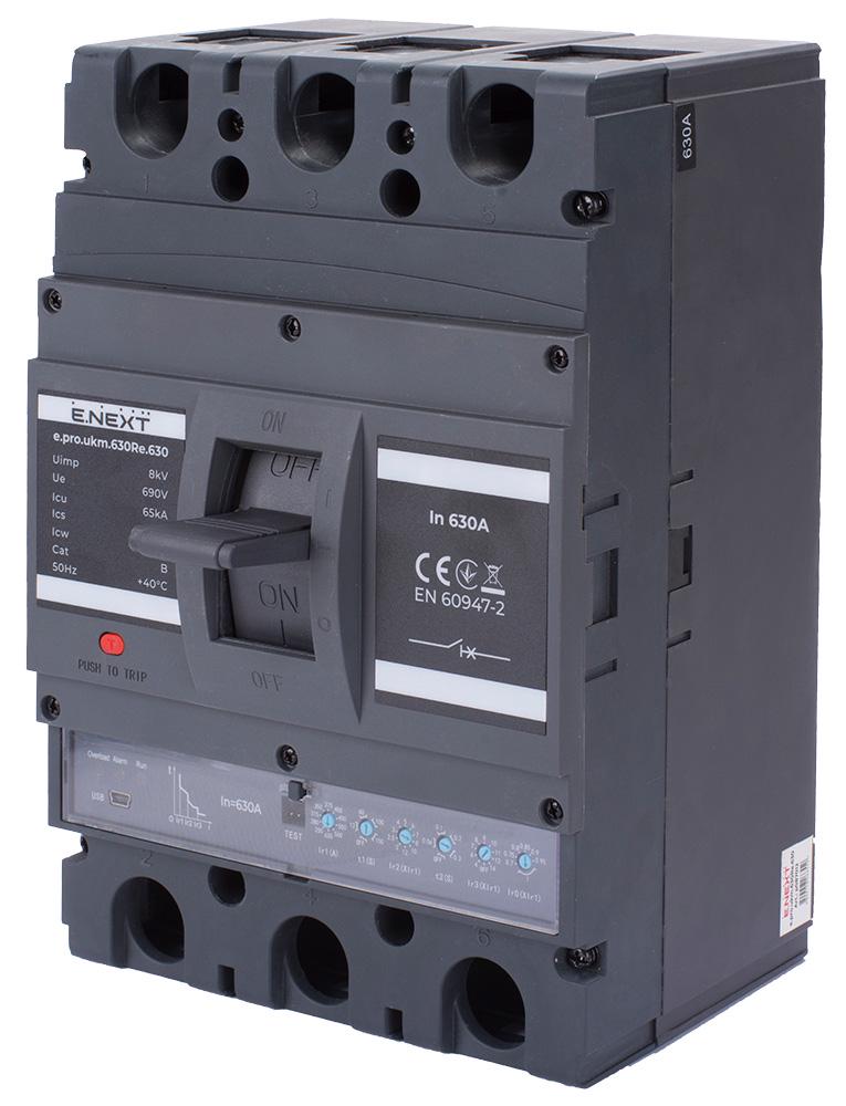 Автоматичний вимикач E.NEXT e.pro.ukm.630Re.630 3P 630А 42кА з електронним розчіплювачем (p087012)