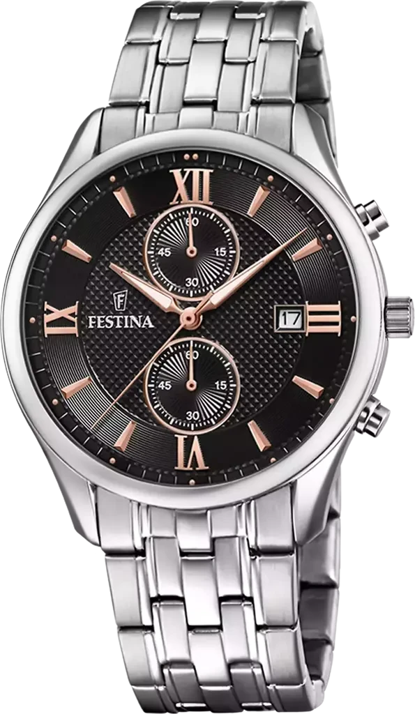 Наручные часы мужские Festina Timeless Chronograph F6854/7 со стальным корпусом и черным циферблатом Наручные часы мужские Festina Timeless Chronograph F6854/7 со стальным корпусом и черным циферблатом