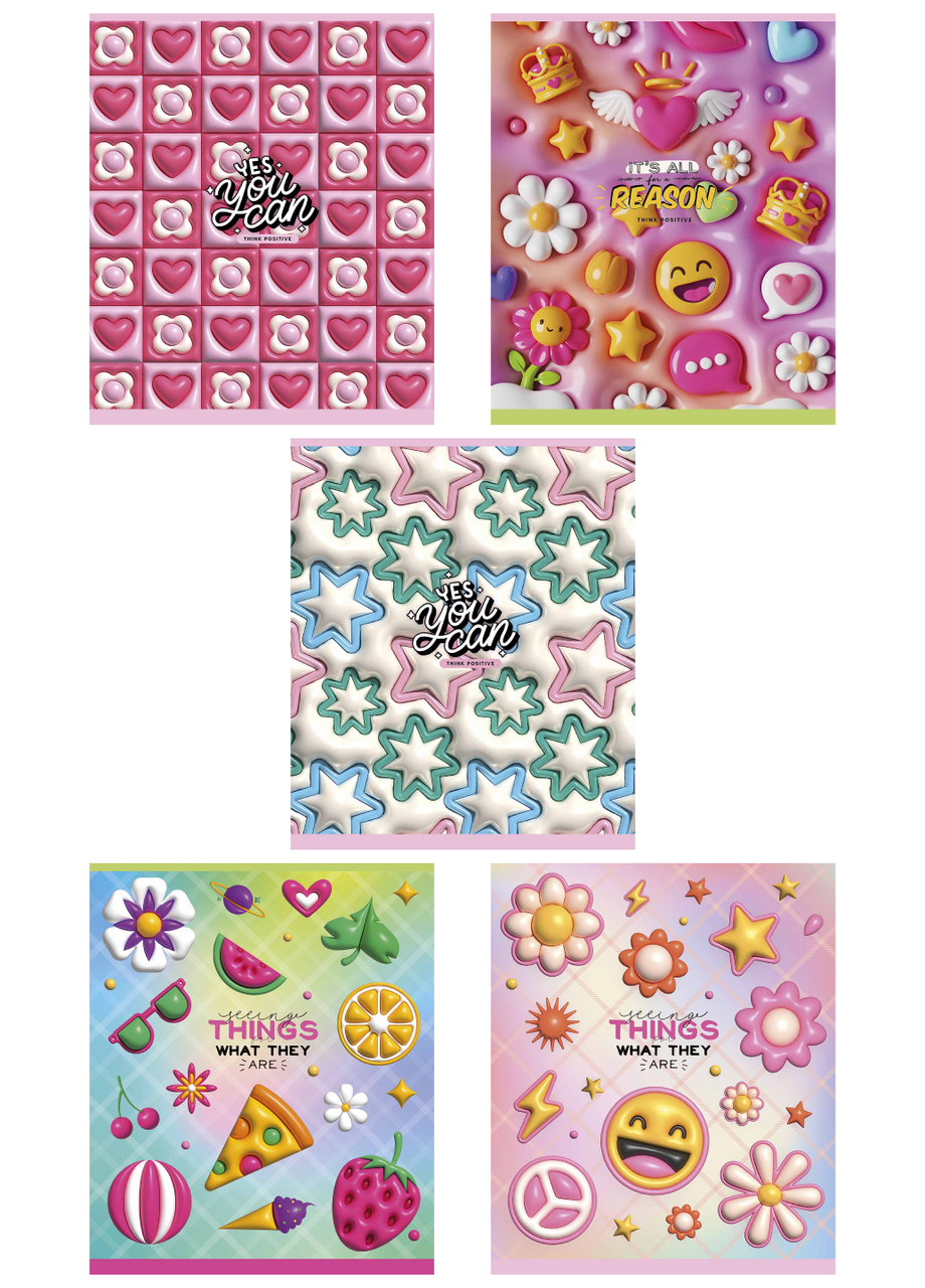 Зошити загальні Школярик Rainbow style у клітинку 48 арк. 5 шт. (3528 4820006471354) - фото 1 Зошити загальні Школярик Rainbow style у клітинку 48 арк. 5 шт. (3528 4820006471354) - фото 1