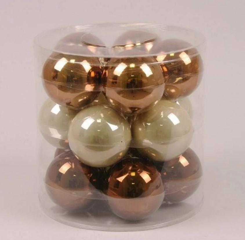 Шарики стеклянные 8 см 15 шт. Коричневый (44595)