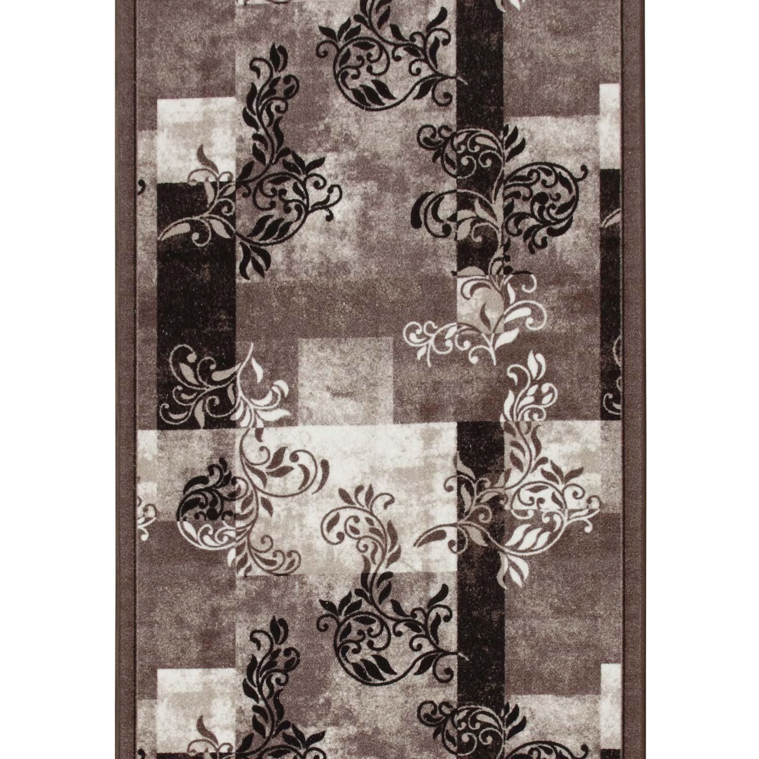Доріжка килимова безворсова Virtual Print Версаль P13 на повстяній основі 0,8 м Бежевий/Коричневий (00-00023533)