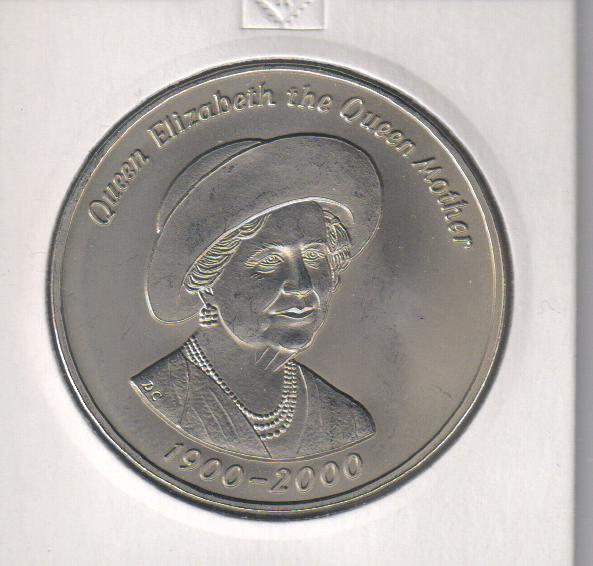 Коллекционная монета Тристан-да-Кунья 50 пенсов 2000 100 лет со дня рождения Королевы Матери UNC KM#10 (М05953)
