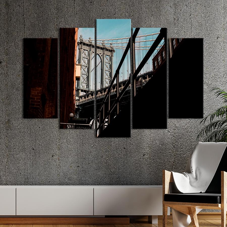 Картина город Красивый Манхэттенский мост 137x85 см (A573-5)