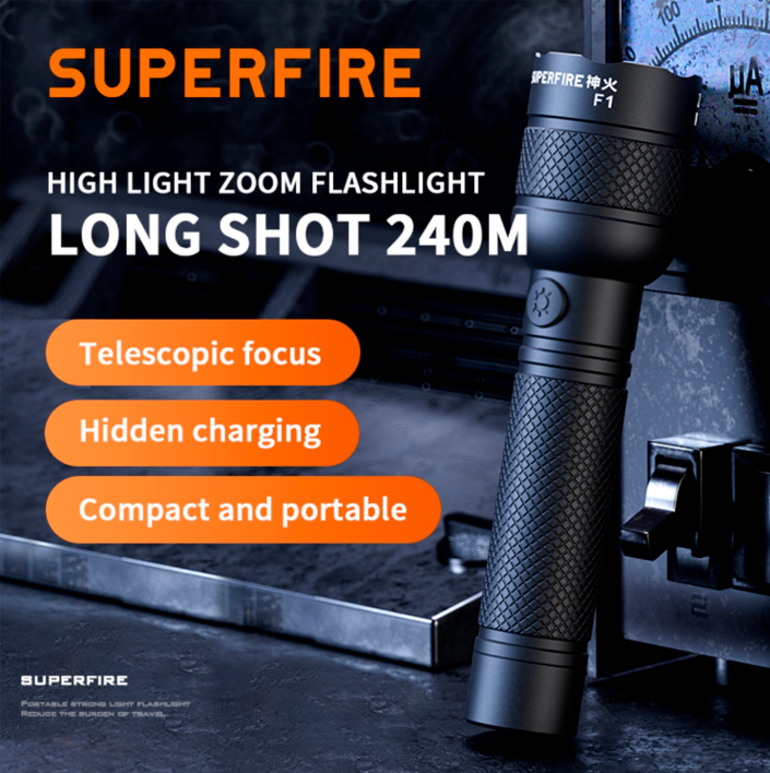 Ліхтар ручний акумуляторний SuperFire F1 150 Lumen IP43 (2511599126) - фото 2 Ліхтар ручний акумуляторний SuperFire F1 150 Lumen IP43 (2511599126) - фото 2