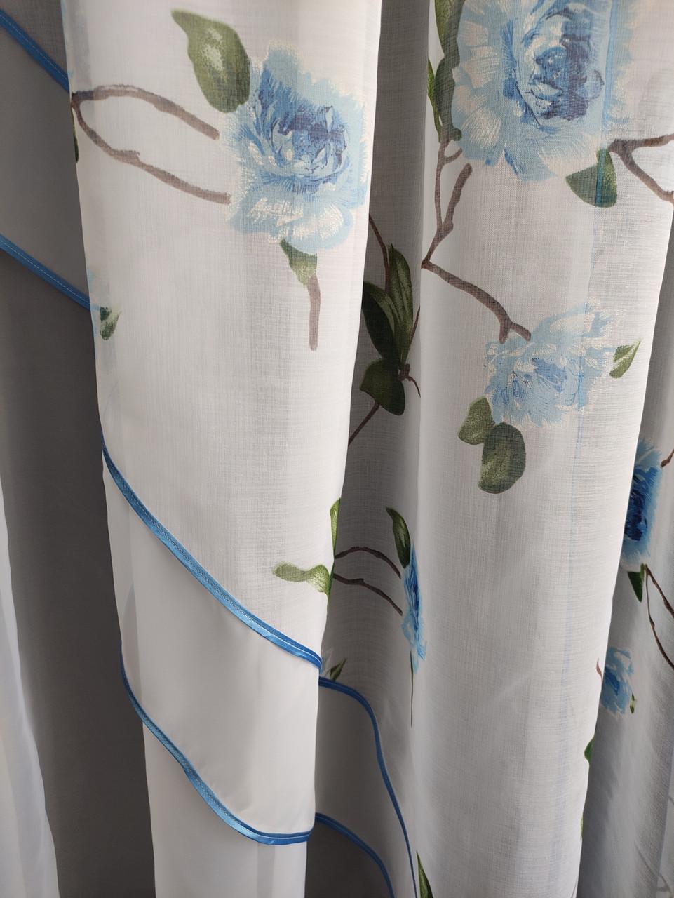 Занавески кухонные 4х1,8м Белый с синим - фото 3 Занавески кухонные 4х1,8м Белый с синим - фото 3