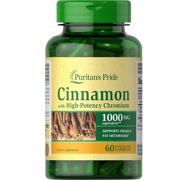 Комплекс для профілактики діабету Puritan's Pride Cinnamon Complex 1000 mg with High Potency Chromium 60 Caps (000020515)