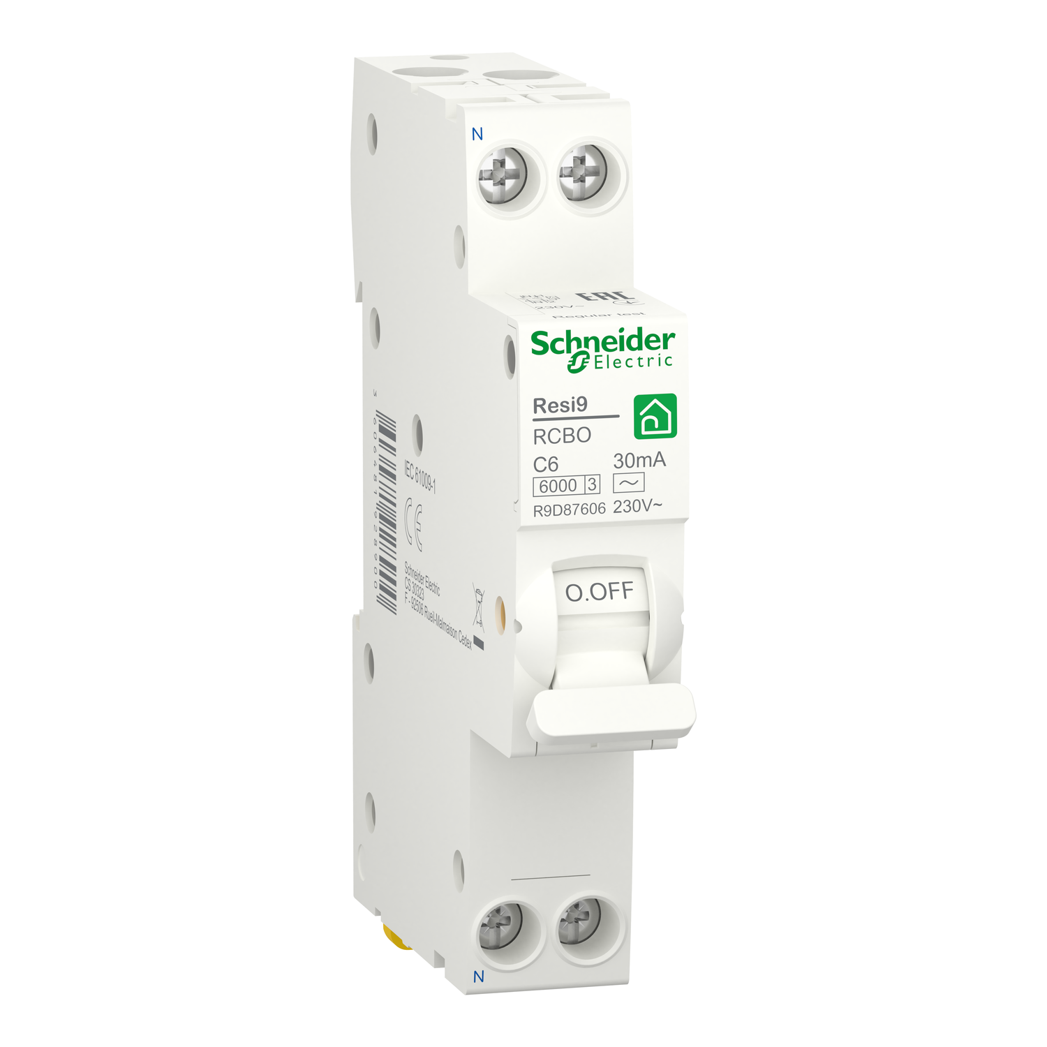 Автомат дифференциальный Schneider Electric 1Р+N 6А 30mА 6kA C Resi9 АC (R9D87606)