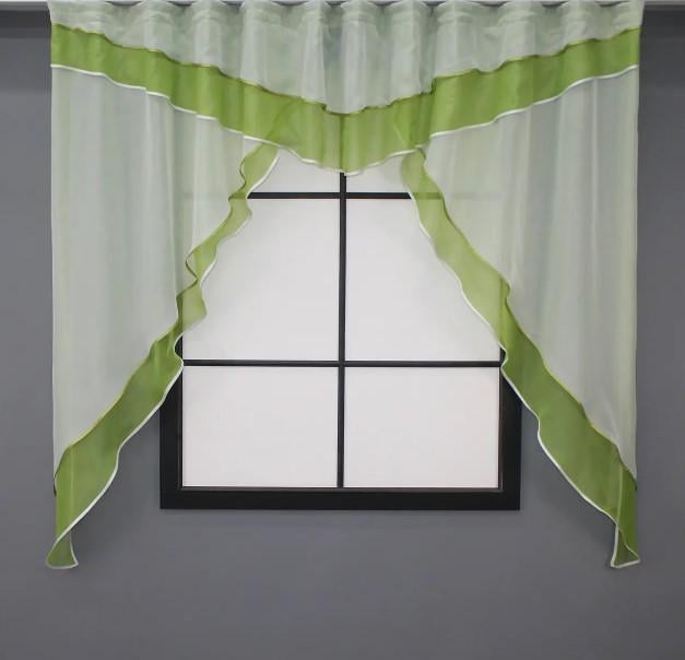 Ламбрекен на кухню шифон 280х155 см Оливковий/Білий (00к 59-854)