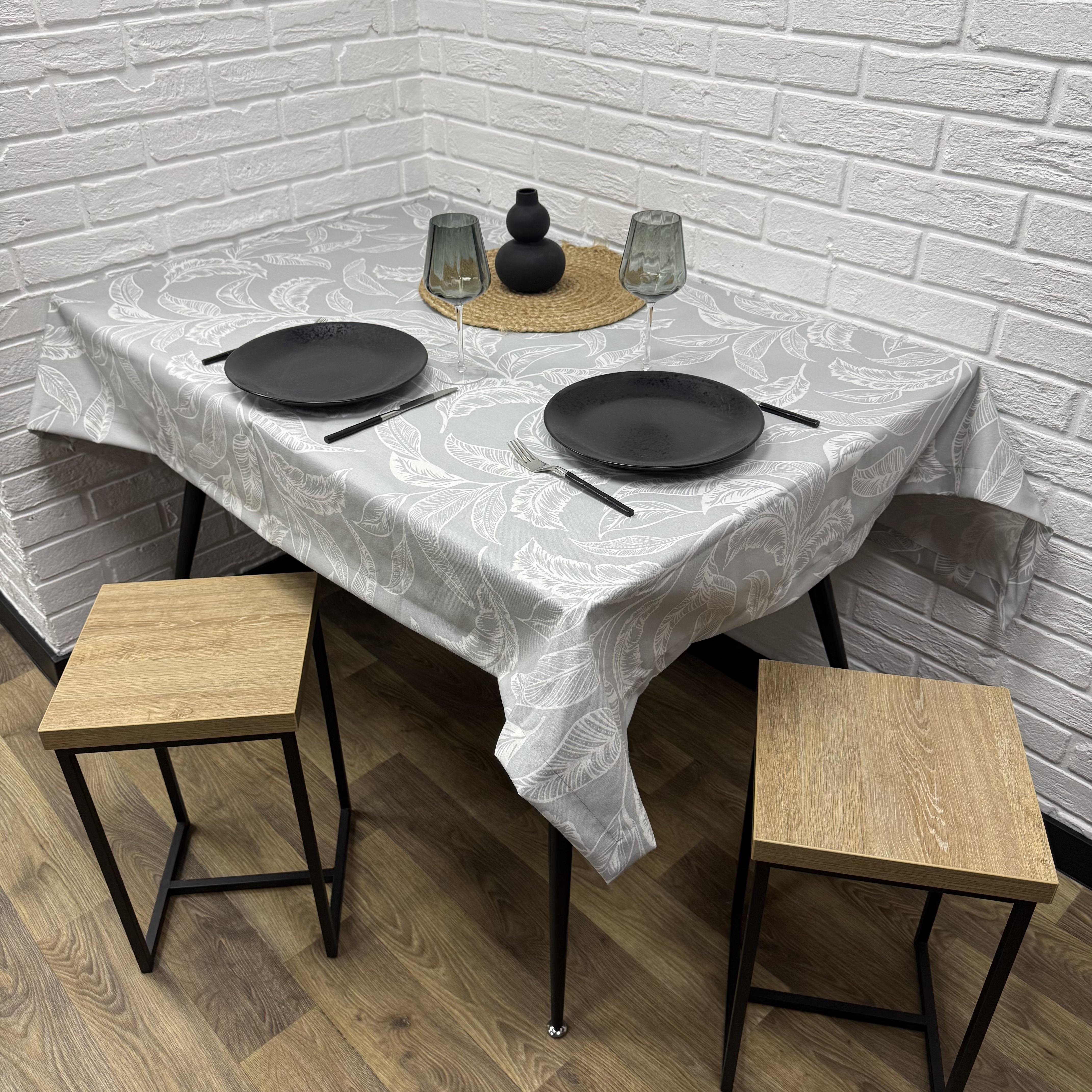 Скатерть водоотталкивающая Comfort Home Branch grey с тефлоновым покрытием 140x180 см