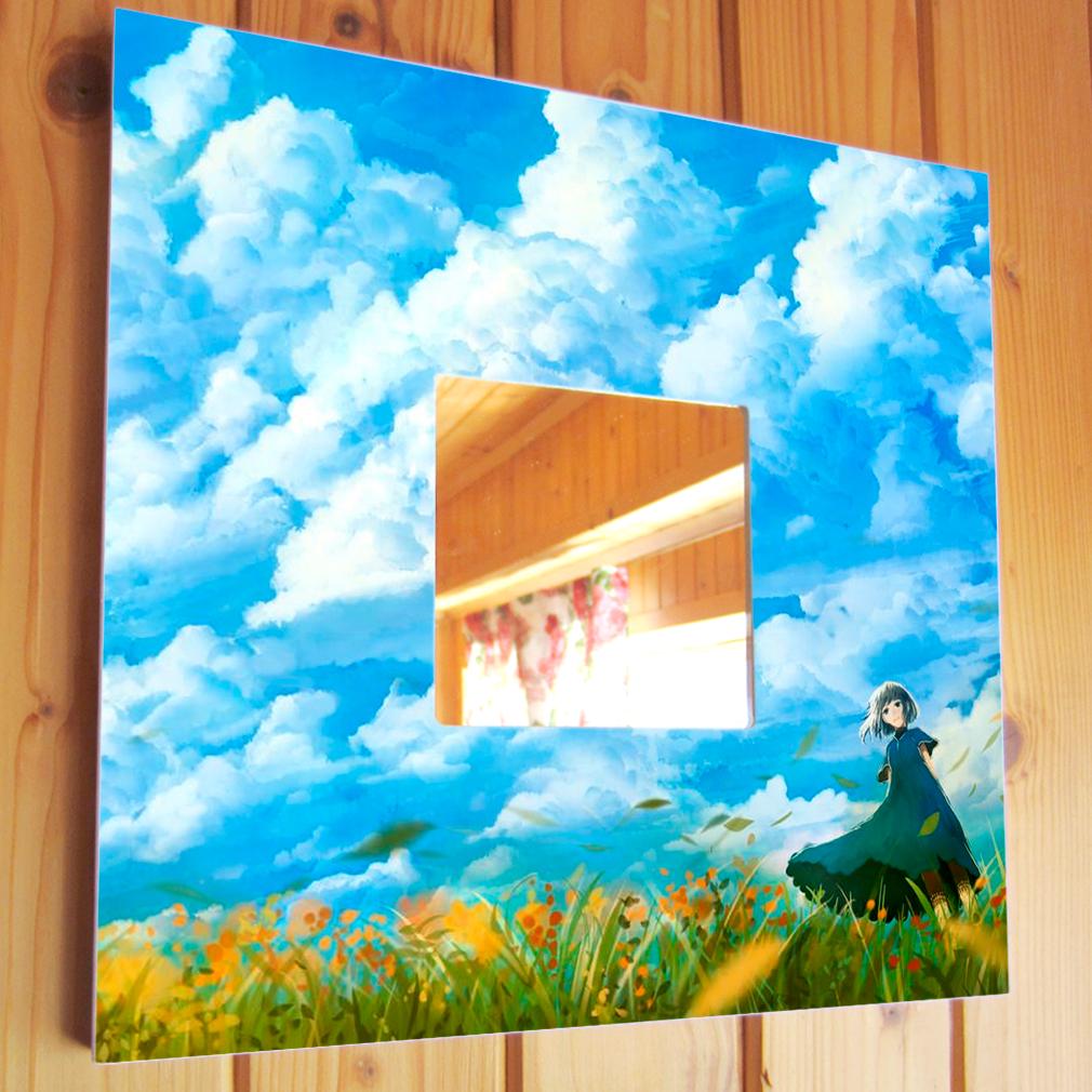 Зеркало декоративное Мне бы в небо в стиле манга аниме 260х260 мм (M00652)