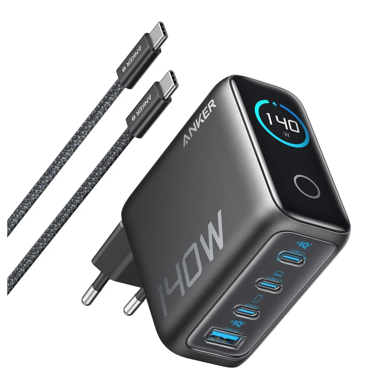 Зарядное устройство Anker 140W Laptop GaN Charger 3xUSB C PD3.1 1xUSB A (2000249)
